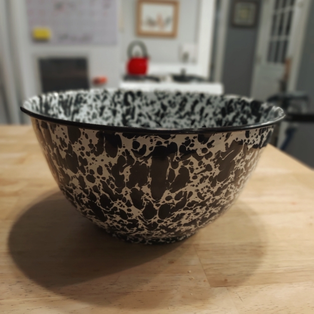 Large Enamelware Black Splatterware Bowl